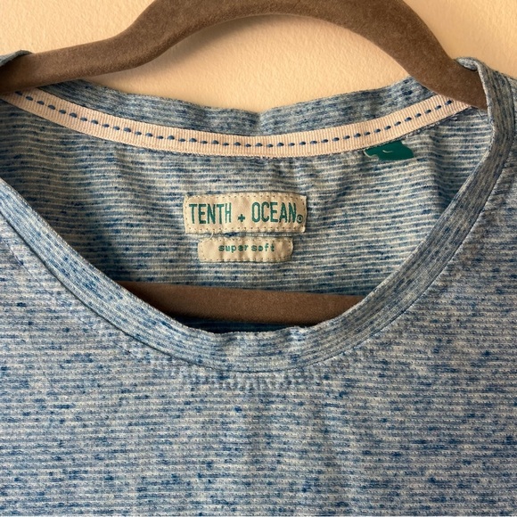 Tenth + Ocean Blue Heathered Short Sleeve T-Shirt Men’s Size Large Pocket Tee - Picture 2 of 11